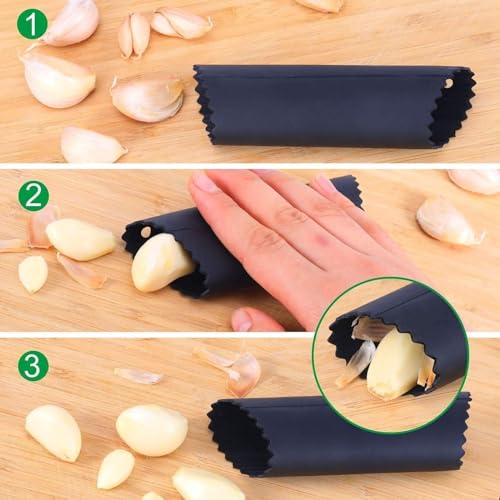 Prensa de ajos de acero inoxidable, picadora y picadora duradera con pelador y cepillo de limpieza para una preparación eficiente del ajo en la cocina