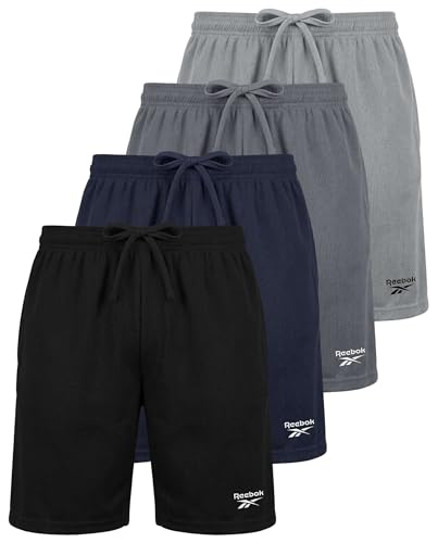 Reebok 4 Pack: Boys Athletic Mesh Shorts Basketball Soccer Running Gym Sports Workout Shorts Kids Teens Youth (618)- Set 2 L (12-14)