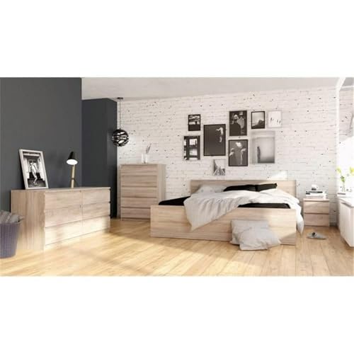 Home Square 2-Pc Scandinavian Design Bedroom Furniture Set with 6-Drawer Double Dresser & 2-Drawer Nightstands, Handle-Free, Extra High Drawer Sides, Smooth Metal Glides, in Truffle Gray