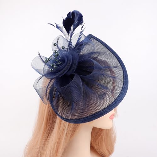 Image of DRESHOW Women Fascinator Hats Tea Party Hat Vintage Pillbox Hat Headband for Cocktail
