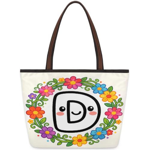 Sac fourre-tout lettre D grand sac à main zippé voyage shopping 1650