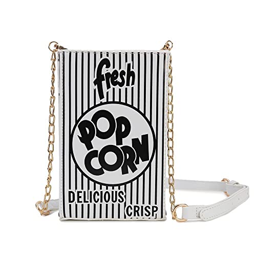 ENJOININ Novelty Fashion Women Crossbody Bag, Popcorn Box Style Clutch Bag for Girl Handbag Shoulder Bag Purse (Black B)