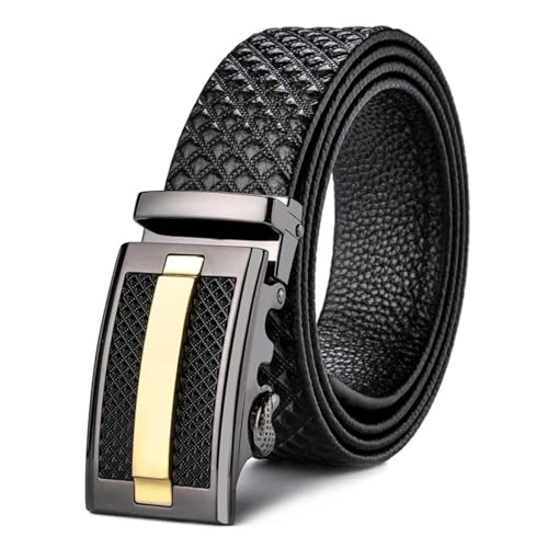 Ceinture en cuir véritable homme boucle automatique noire ajustable