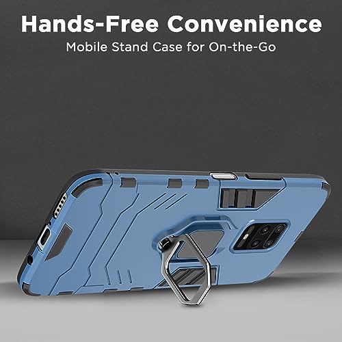 Image of Pikkme D5 Tough Armor Bumper Back Cover Case for Redmi Note 9 Pro,Note 9 Pro Max,Poco M2 Pro |Ring Holder & Kickstand in-Built (Blue)