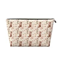 Bow Cowboy Boots Print Makeup Bag, Cosmetic Travel Toiletry Bag for Women, Cute Leather Makeup Pouch Organizer