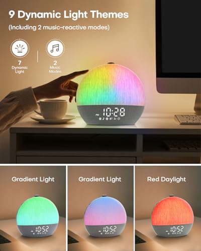 Sunrise Alarm Clock, White Noise Sound Machine, Sunlight Alarm Clocks for Bedrooms, 9 Natural Wake Up RGB Night Light, 30 Soothing Sounds for Heavy Sleepers, Baby, Kids, Adults - Image 5