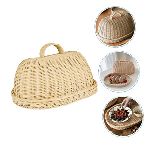 SHOWERORO 1 conjunto de acessórios de capa de comida de vime, prato de servir, utensílios de cozinha