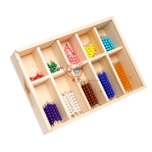 Image of GIFT EQUALS LOVE GELTOY Handmade Wooden Montessori Counting Beads Checker Board Math Games Toy Teaching Numbers Educational Decanomial Learning Homeschooling Toys Set (Educational)