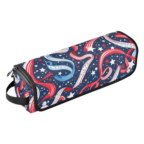 Estuche de viaje 2 en 1 para rizador con almohadilla resistente al calor y doble capa para planchas, rizadores, secador de cabello, patrón de cintas patrióticas y confeti portátil miniatura 1