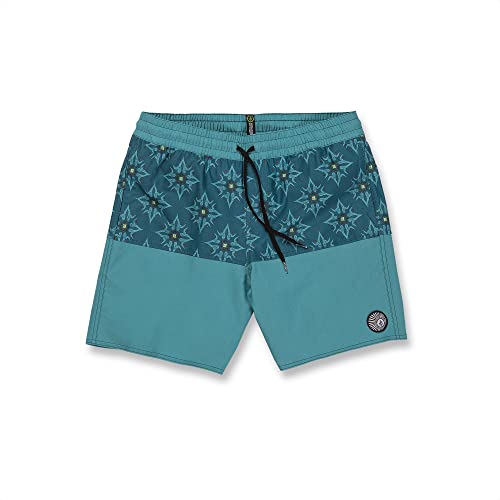 Volcom Bermuda masculina padrão Unbalanced Stoney 43 cm, Azul Elétrico