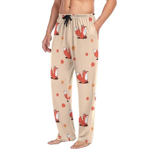 Men's Sleepwear Cute Fox Plant Orange Pajama Pants for Men 23039784