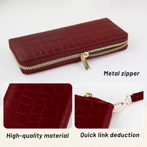 Wristlet Credit Card Holder, PU Stone Texture Leather Wallets for Women, Wristlet Wallets for Traveling3