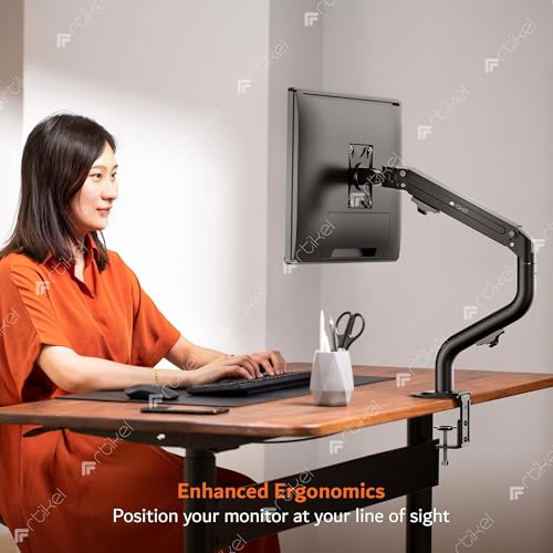 Image of ARTIKEL Monitor Desk Mount Adjustable Spring Assisted Monitor Arm VESA Mount with C Clamp Grommet Mounting Base Computer Monitor Stand (Curve, Single.)