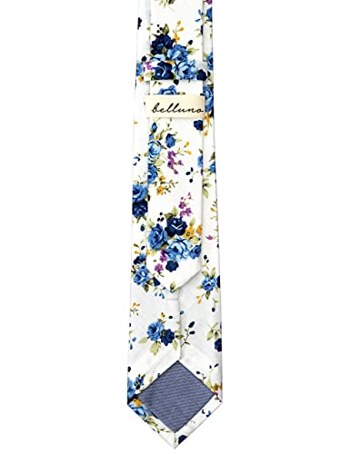 Image of BELLUNO Men's Cotton Floral Skinny Tie, 2.5 inch Width, with Gift Box