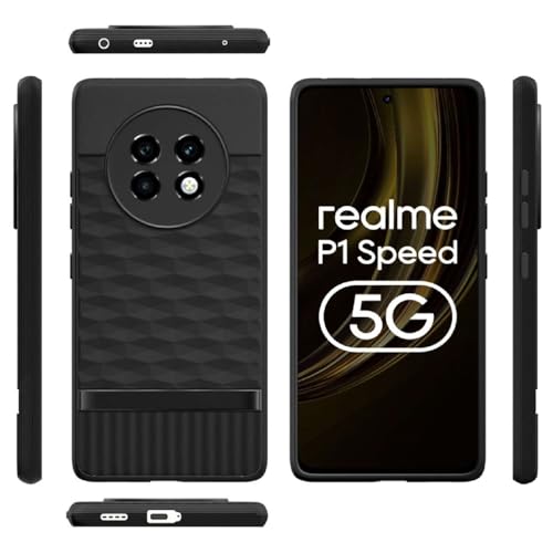 Image of Shockproof Case for Realme 13 Plus 5G / P1 Speed 5G | Full Camera Protection | TPU Flexible Back Cover for Realme 13 Plus 5G / P1 Speed 5G (Matte Black)