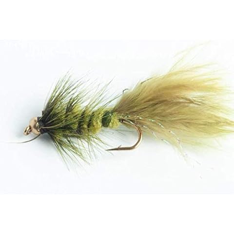 Blue Wing Olive Bead Head Wooly Bugger Streamer Fly (Olive, 12) Cover