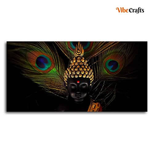 Image of VIBECRAFTS Canvas Paintings for Living Room Drawing Room Peaceful Smiling Buddha Statue Canvas Wall Painting Fitted With Wooden Frame For Home | Office | Living Room | Gift (PTVCH 2471)
