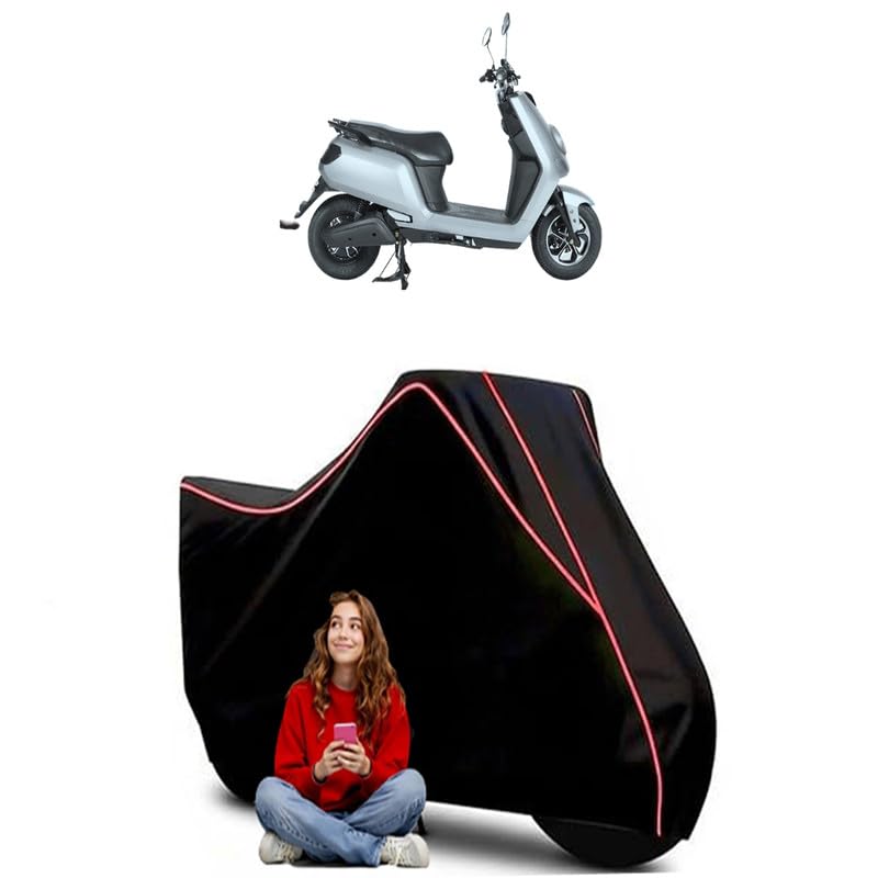 Image of E Bike Scooty Bike Cover Water Resistant Outdoor Use Universal Fit Scooters Motorcycles Heavy Duty UV Protection Dust Rain Scratch Resistant Elastic Bottom Black Blue Piping
