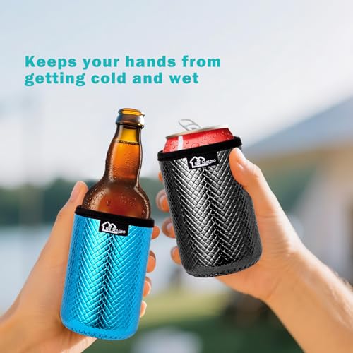 WKIEASON 12OZ Standard Can Coolers Sleeve Neoprene Can Coozies Insulators Can Koozies Cover for Beer Bottle PU Leather Neoprene Can Coolier for Soda Beverage Cokecola Can Sleeves-3PCS Pack