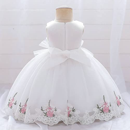 Gualiy Girl Prom Ball Gown, Birthday Girl Dress Kids 1-6 Years Old White Embroidered Tulle Dress with Beads Dress4