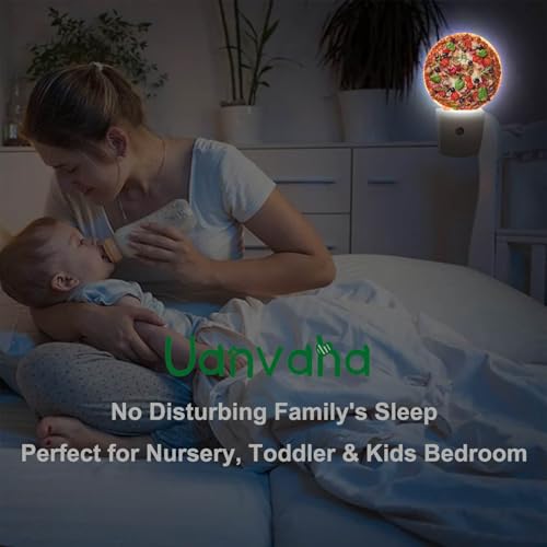 Image of Sausage Pizza Cheese Night Light Funny Food Night Lights Plug into Wall for Boys Girls, Plug-in Nightlight 0.5W LED Lighting for Stairway Hallway Bedroom