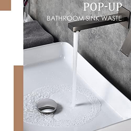Mighbow Slotted Basin Waste Pop up with Overflow Click Clack Plug Brass Spring Pop-up Bathroom Sink Waste Chrome G1 1/4 BSPP UK Standard