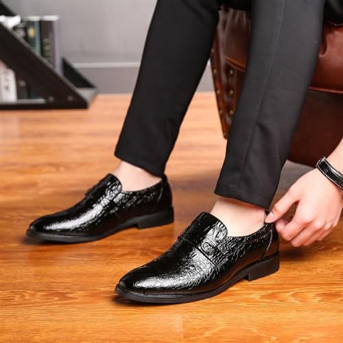 Oxford Dress Shoes for Mens Anti-Slip Non Slip Rubber Sole Block Heel Low Top Prom Party Breathable Slip-on Italian Leather2