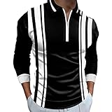 SRZYMJ Poloshirts Herren Langarm T Shirt Hemd Sport Polo Shirt Männer Shirts Schwarz Herren Hemd Langarm M Hemd Halloweenkostüm Herren Herrenhemden Langarm Arbeitshemd Felljacke Herren - Felljacken