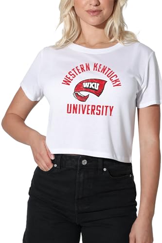 Western Kentucky University Large Women's Crop Top T-Shirt, White, Small