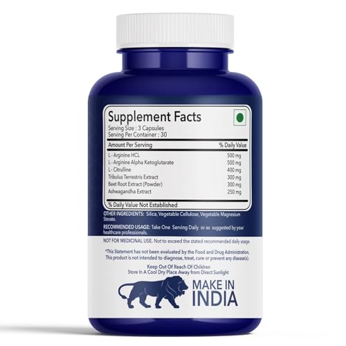 Image of Nitric Oxide Booster 2250mg with Arginine HCL, AAKG & L Citrulline| Pre Workout Supplement for Stamina, Strength, Endurance, Muscle Pump & Blood Flow - 90 Veg Capsules