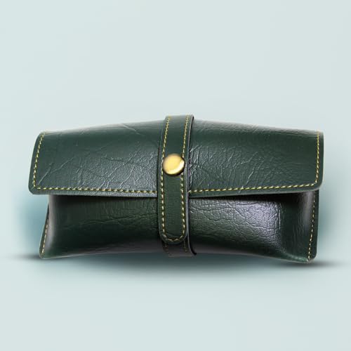 Image of Personalized Leather Goggle Cover | Custom Name | Unisex Faux Leather Eyewear Case with Button Closure | Travel-Friendly & Durable Sunglasses Holder for Men & Women