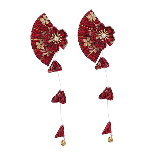 Beaupretty ?金和風桜扇形ヘアクリップ レディース ガールズ用 軽量布製和装アクセサリー 結婚式や祭りに