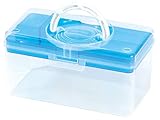livinbox 9-inch Portable Tool Box Plastic w/Handle And1 Removable Tray, First Aid Carrying Case, Organizer Storage Case for Art Craft Sewing Supplies, Transparent Blue, TB-300-BU