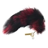 COSEARTUME Big Therian Fox Tail Cosplay Real Fur Wolf Tails Keychain Halloween Fox Costume Accessories for Women Adult Red