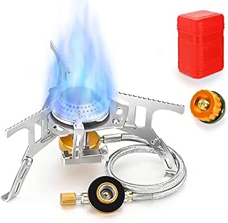Awroutdoor Camping Gas Stove, 3500W Backpacking Stove with Adapter Converter and Piezo Ignition, Outdoor Portable Stove Cooking for Picnic Trekking with Carrying Case