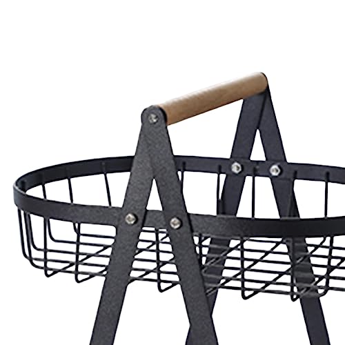 Frutero de alambre negro con madera para decorar cocinas modernas 6