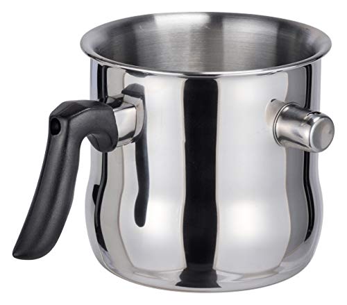 Spetebo Edelstahl Wasserbad- und Simmertopf 1,2 Liter - Milchtopf doppelwandig - Edelstahltopf zum erwärmen von Milch Schmelztopf mit Flötenkessel Funktion