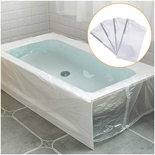 Odowalker 10 Pieces Disposable Bathtub Cover Liner Film Large Thickened 102 × 47inch