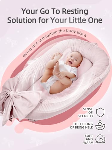 Image of EAQ Baby Lounger, Infant Lounger for Newborn,Portable Baby Nest Cover Breathable & Soft, Newborn Essentials