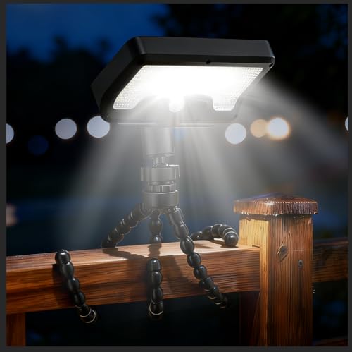 Solar Lights,Outdoor Solar Motion-Activated Light with Flexible Octopus Tripod 360° Can be Wrapped Around Tree Trunks,Dual Charging,Outdoor Sercurity Lights for Deck Fence, Garden (Black)