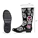 NORTY Waterproof Rain Boots for Women Size 8, Mid Calf Rain Shoes, Slip-Resistant, Comfortable Rainboots, Stylish Outdoor Garden Boots, Glossy Rose Skulls Design, 11.25