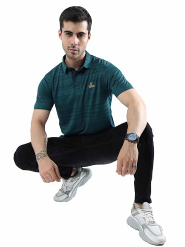 Image of STELLERS Men's Polo T-Shirt | Barcode Weave | Wrinkle Free | Soft and Feather Touch | Arid Play | Regular Fit
