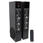 Rockville TM150B Powered Home Theater Tower Speaker System, Black, 1000W, 10" Subwoofers, Bluetooth, USB/SD Playback, FM Radio, Remote Control, Karaoke Ready, Perfect for Home Entertainment