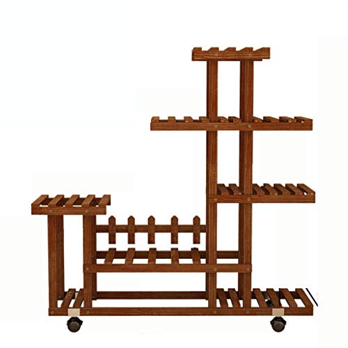 Rich&H Soporte de Madera para Flores, Soporte para Plantas Interior Exterior,Hogar Multicapa Decoración Estantería De Flores Macetero Estante De Almacenamiento-C