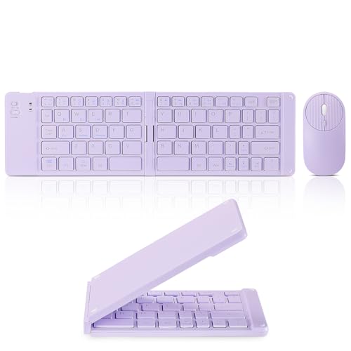Foldable Mini Rechargeable Bluetooth Keyboard and Mouse...