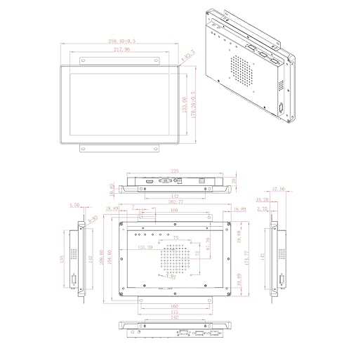 Image of VSDISPLAY 10.1'' Industrial Touch Monitor, IP65 Front Waterproof | 1280x800 IPS Display 16:10, 10-Point Capacitive Touch, with H /D VGA Interface for Industrial Outdoor Kiosk Use