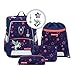 Step by Step Schulranzen-Set Space Shine „Pegasus Night Nuala“ 5-teilig, ergonomischer Tornister mit Reflektoren, höhenverstellbar mit Hüftgurt, Grundschule, 1. Klasse, 20L, lila-rosa
