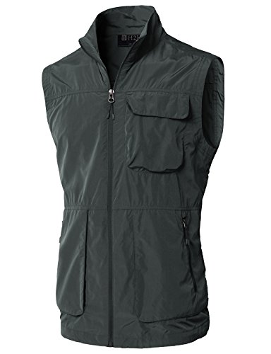 H2H Mens Featherweight Vest - 14 Pockets - Travel Clothing Darkgray US M/Asia L (KMOV0157)