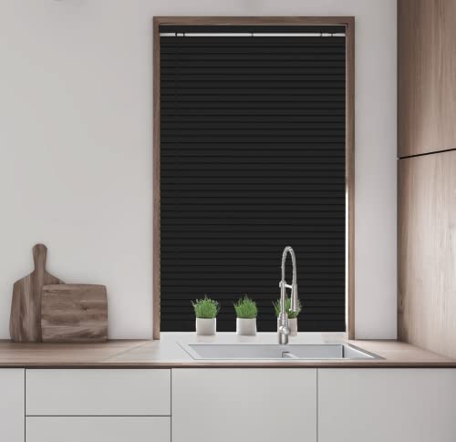 Image of 25mm PVC Venetian Blind Strings 25mm Slats Home Office Easy Fit Black 60cm Width x 150cm Drop