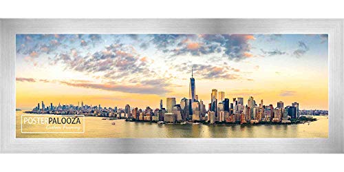 13.5X40 Frame Silver Pewter Wood Picture Panoramic Frame - Picture Frame Includes Uv Acrylic, Foam Board Backing, & Hanging Hardware Included Panoramic Poster Frame #TOP2